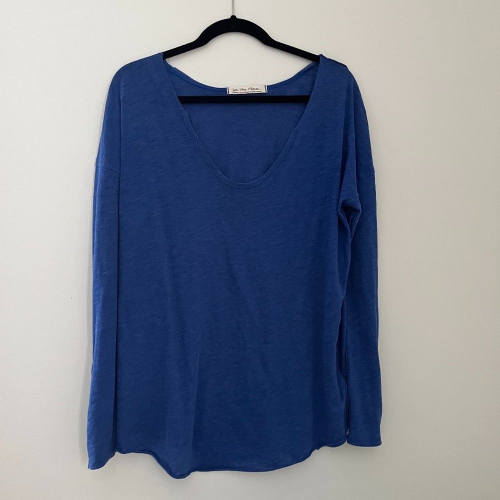 Free People We the Free Blue Long Sleeve Shirt